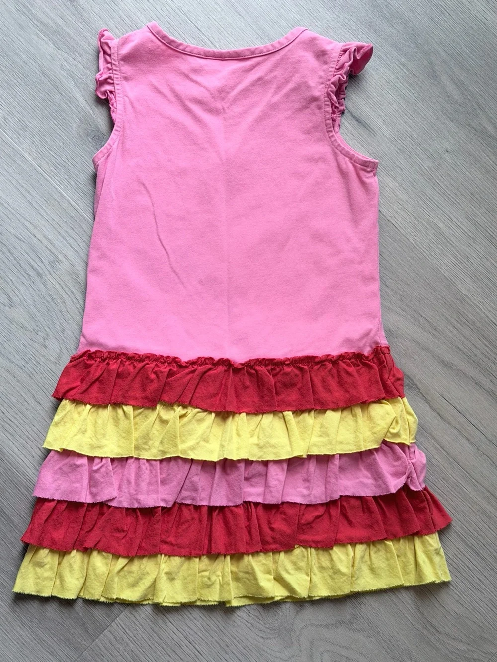 Hanna Andersson Tank Dress with Ruffles - Red/Pink/Yellow (size 110 or US 5)